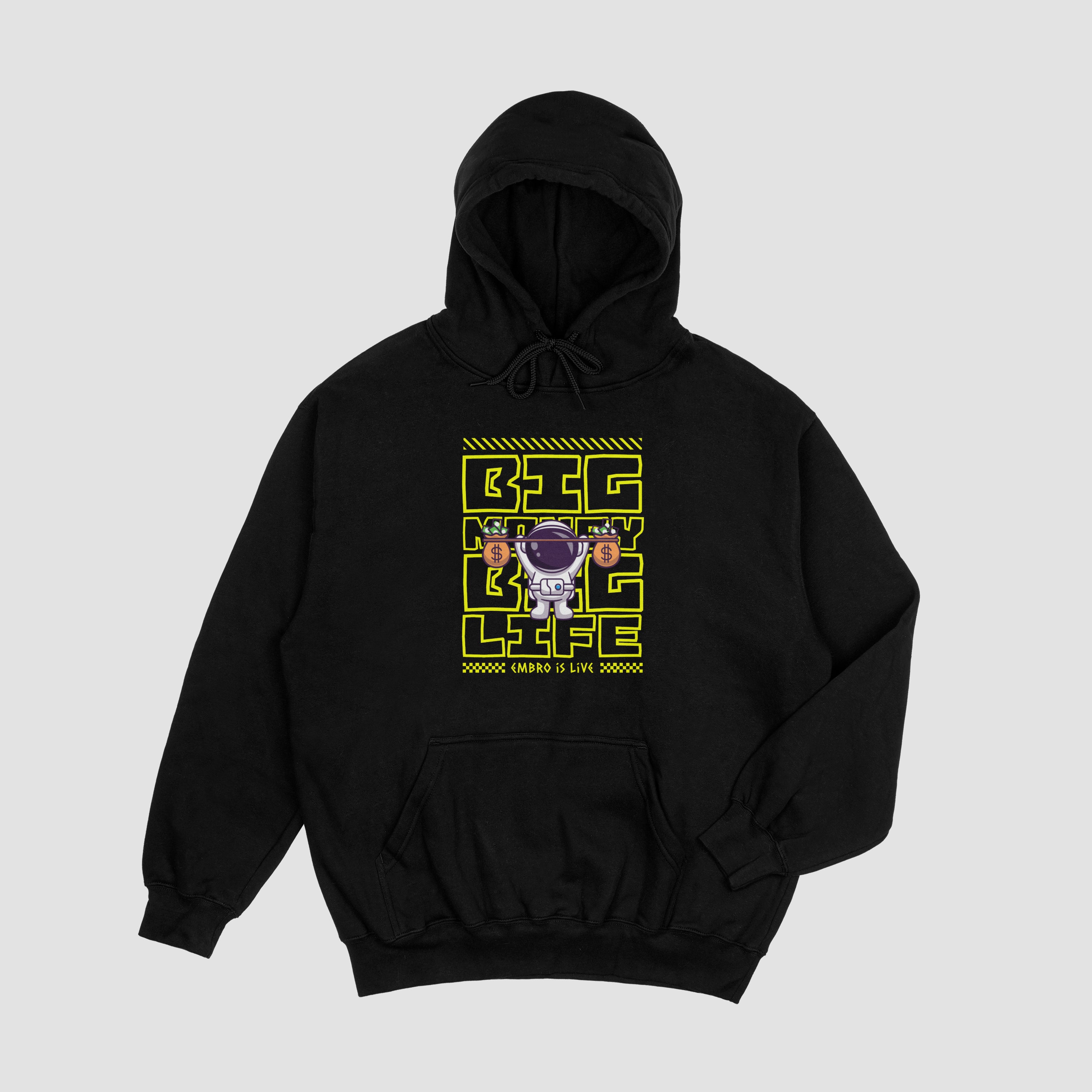 Embroidered: Big Money Big Life Hoodie Design (Black)