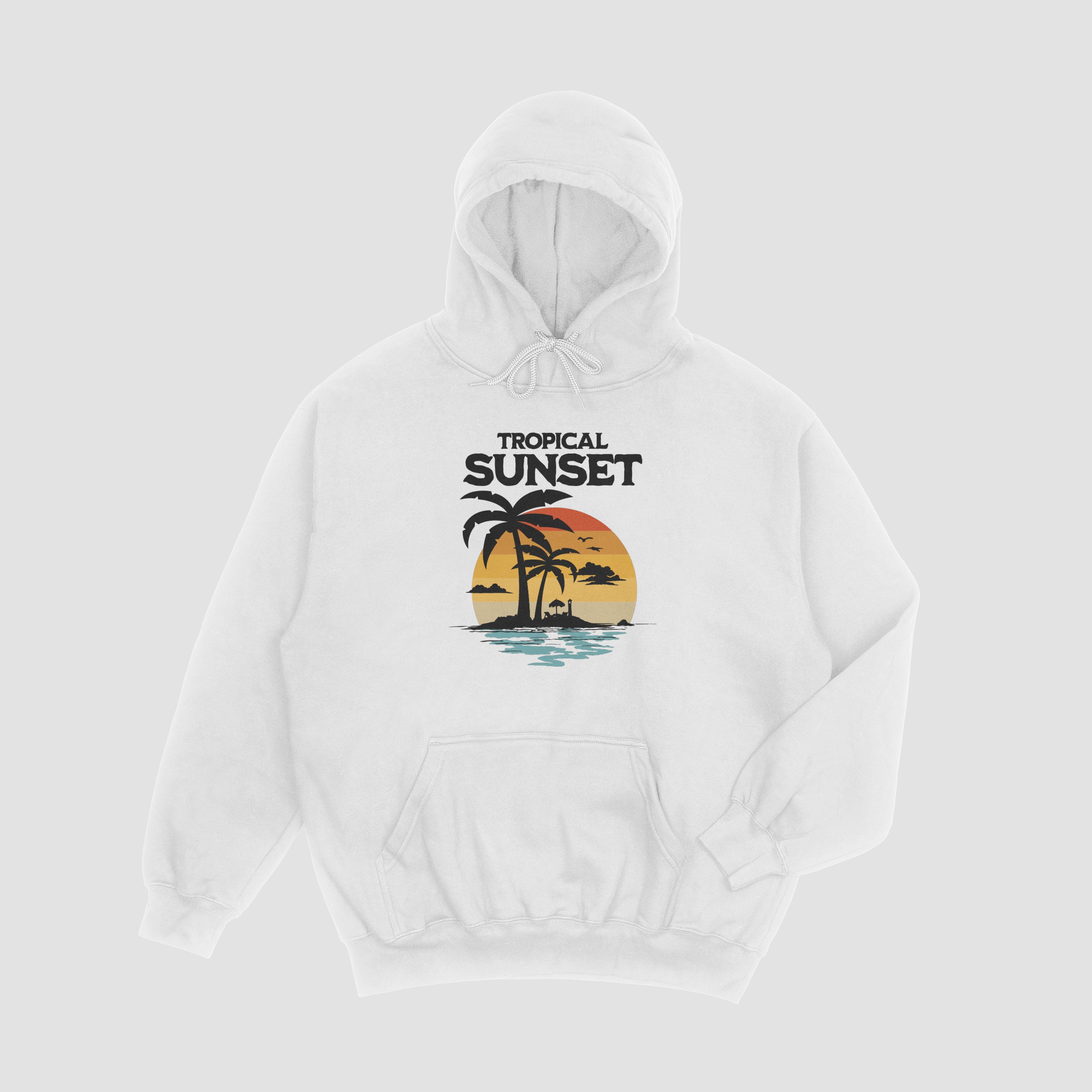 Embroidered: Tropical Sunset Hoodie Design (White)