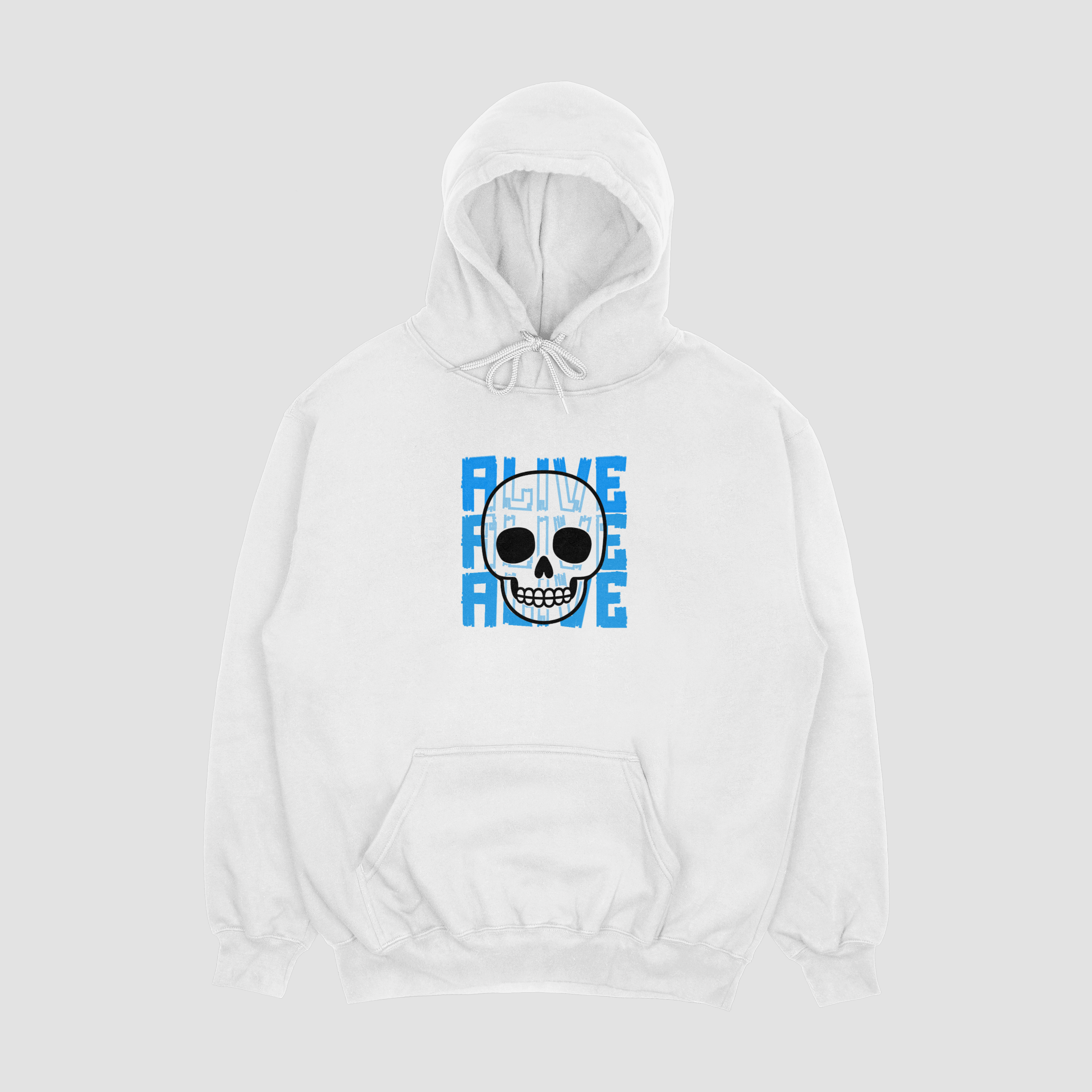 Embroidered: Alive Hoodie Design (White)